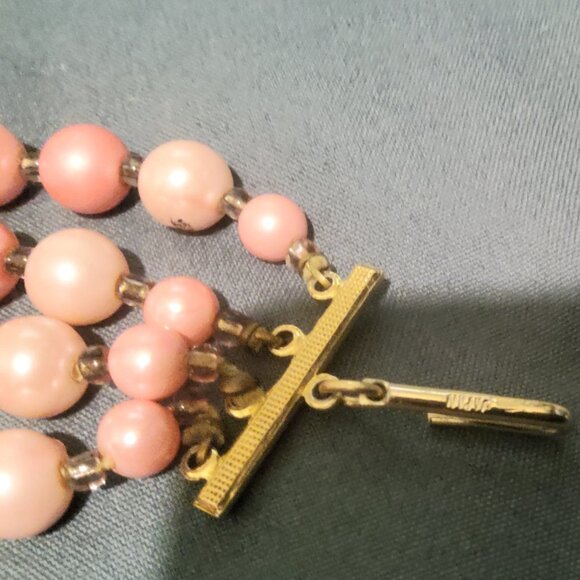 VINTAGE PINK 4 STRAND NECKLACE BY MAKER JAPAN SALE - Picture 4 of 7